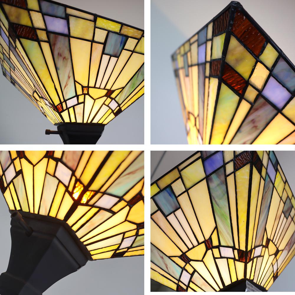 CHLOE Lighting KINSEY Tiffany-Style Blackish Bronze 1-Light Mission Torchiere Floor Lamp 14" Shade. Picture 4