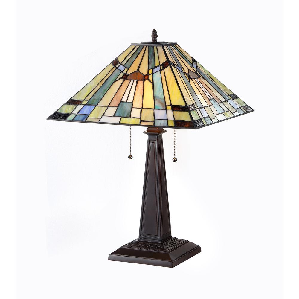 Tiffany-style 2 Light Mission Table Lamp 16" Shade. Picture 1