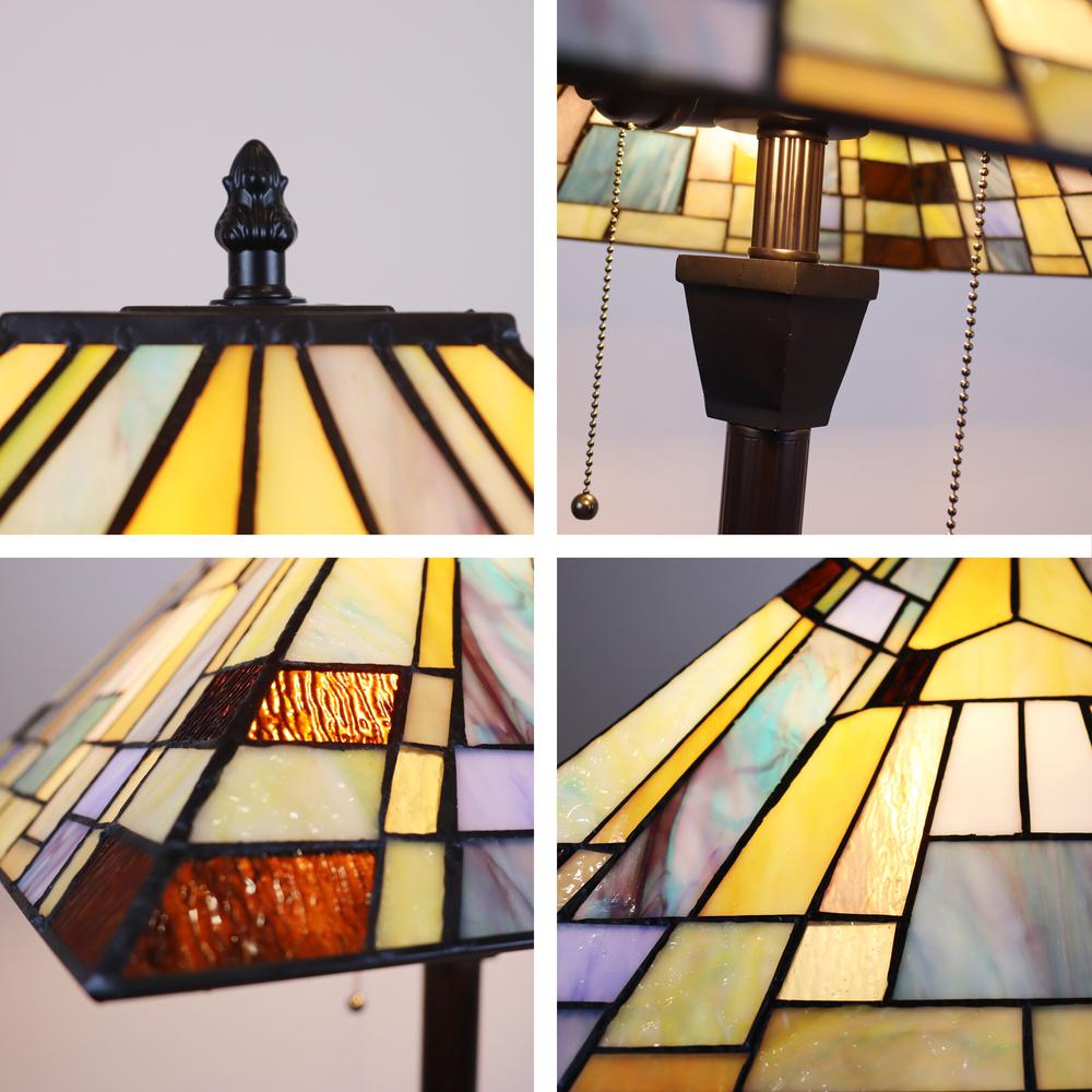 CHLOE Lighting KINSEY Tiffany-Style Blackish Bronze 2-Light Mission Floor Lamp 18" Shade. Picture 3
