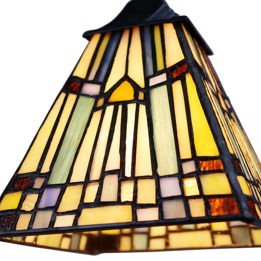 CHLOE Lighting KINSEY Mission Tiffany-style Blackish Bronze 3 Light Mini Chandelier 27" Wide. Picture 4