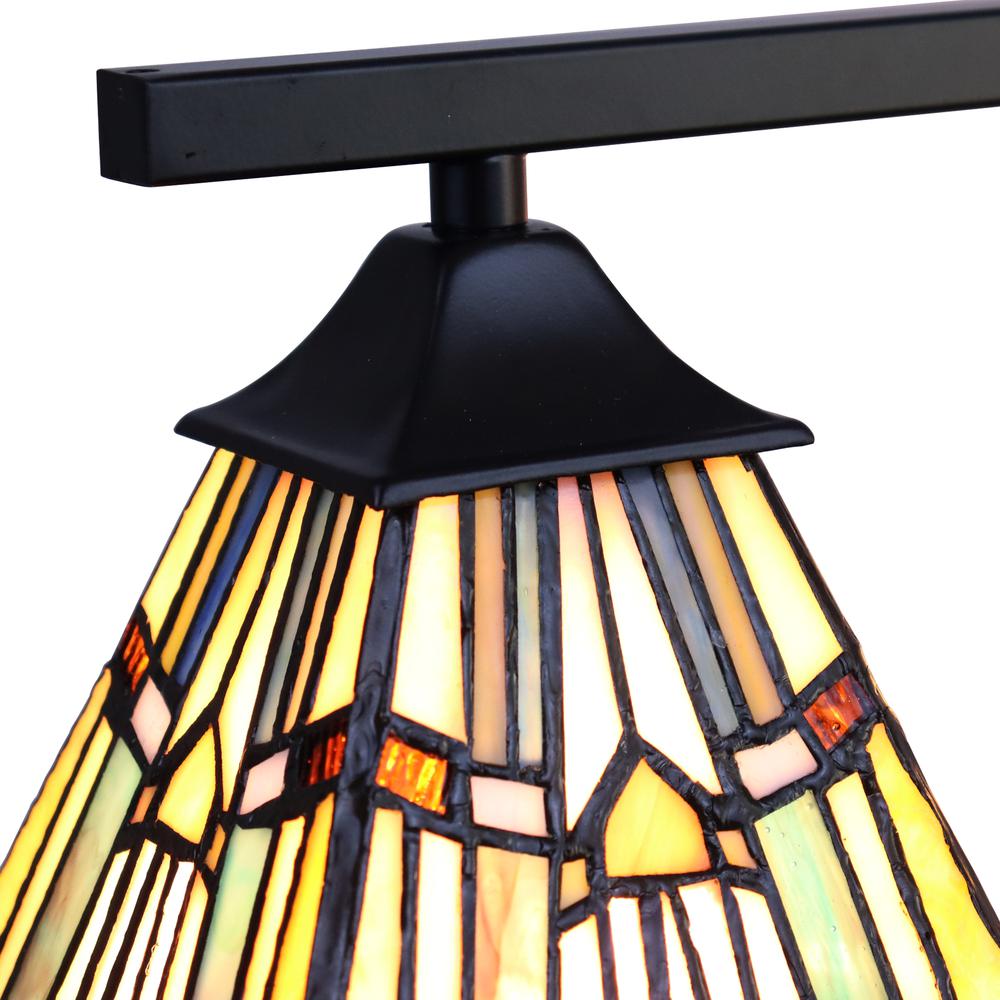 CHLOE Lighting KINSEY Mission Tiffany-style Blackish Bronze 3 Light Mini Chandelier 27" Wide. Picture 5