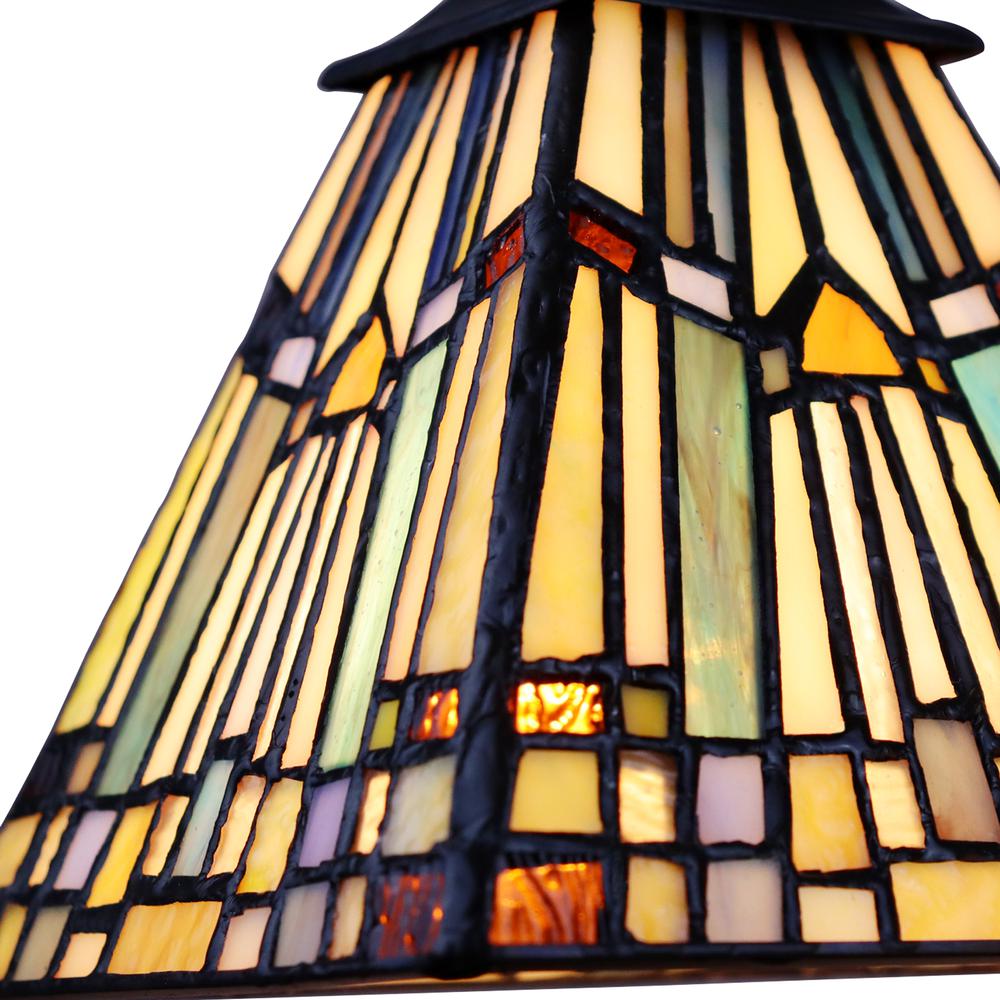 CHLOE Lighting KINSEY Mission Tiffany-style Blackish Bronze 5 Light Large Chandelier 30" Wide. Picture 6