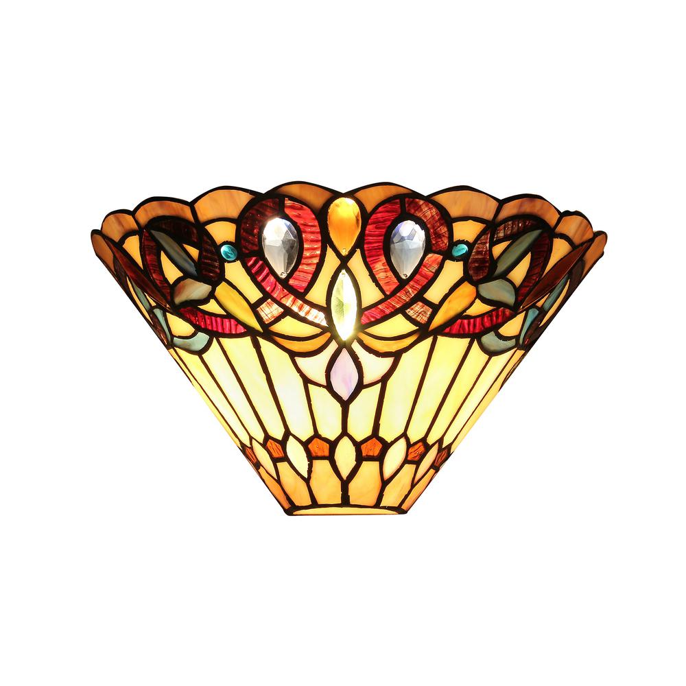 AMBROSE Tiffany-style 1 Light Victorian Wall Sconce 12" Wide. Picture 1