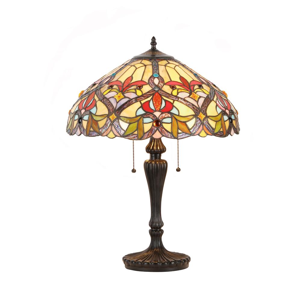 BYRON Tiffany-style 2 Light Victorian Table Lamp 18" Shade. Picture 1