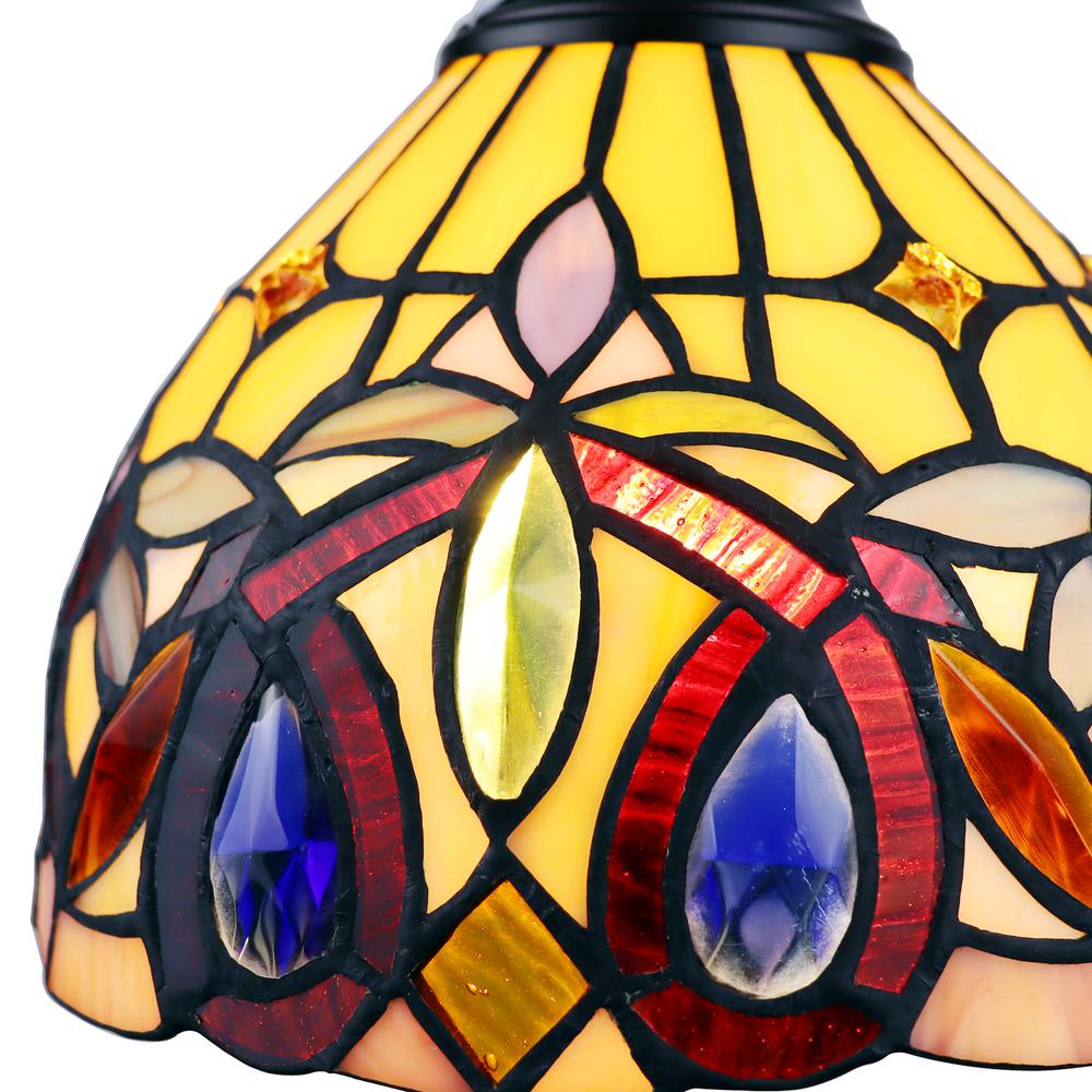 CHLOE Lighting SERENITY Victorian Tiffany-style Dark Bronze 1 Light Mini-Pendant 8" Wide. Picture 5