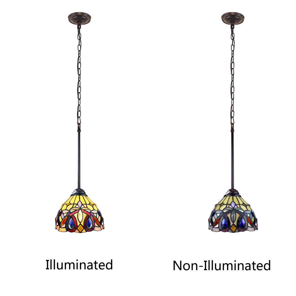 CHLOE Lighting SERENITY Victorian Tiffany-style Dark Bronze 1 Light Mini-Pendant 8" Wide. Picture 3