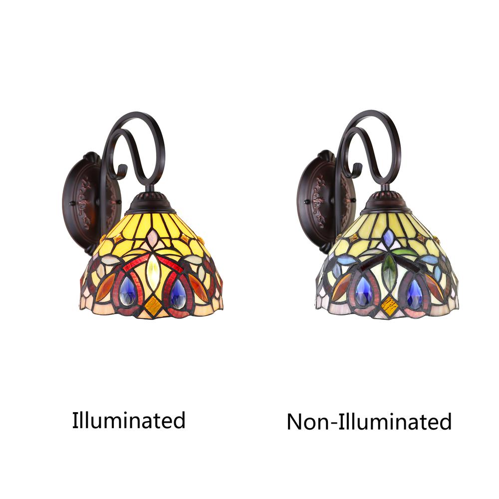 CHLOE Lighting SERENITY Victorian Tiffany-Style Dark Bronze 1 Light Wall Sconce 8 " Wide. Picture 4