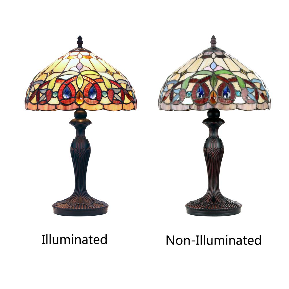 CHLOE Lighting SERENITY Tiffany-style Dark Bronze 1 Light Table Lamp 12" Shade. Picture 5