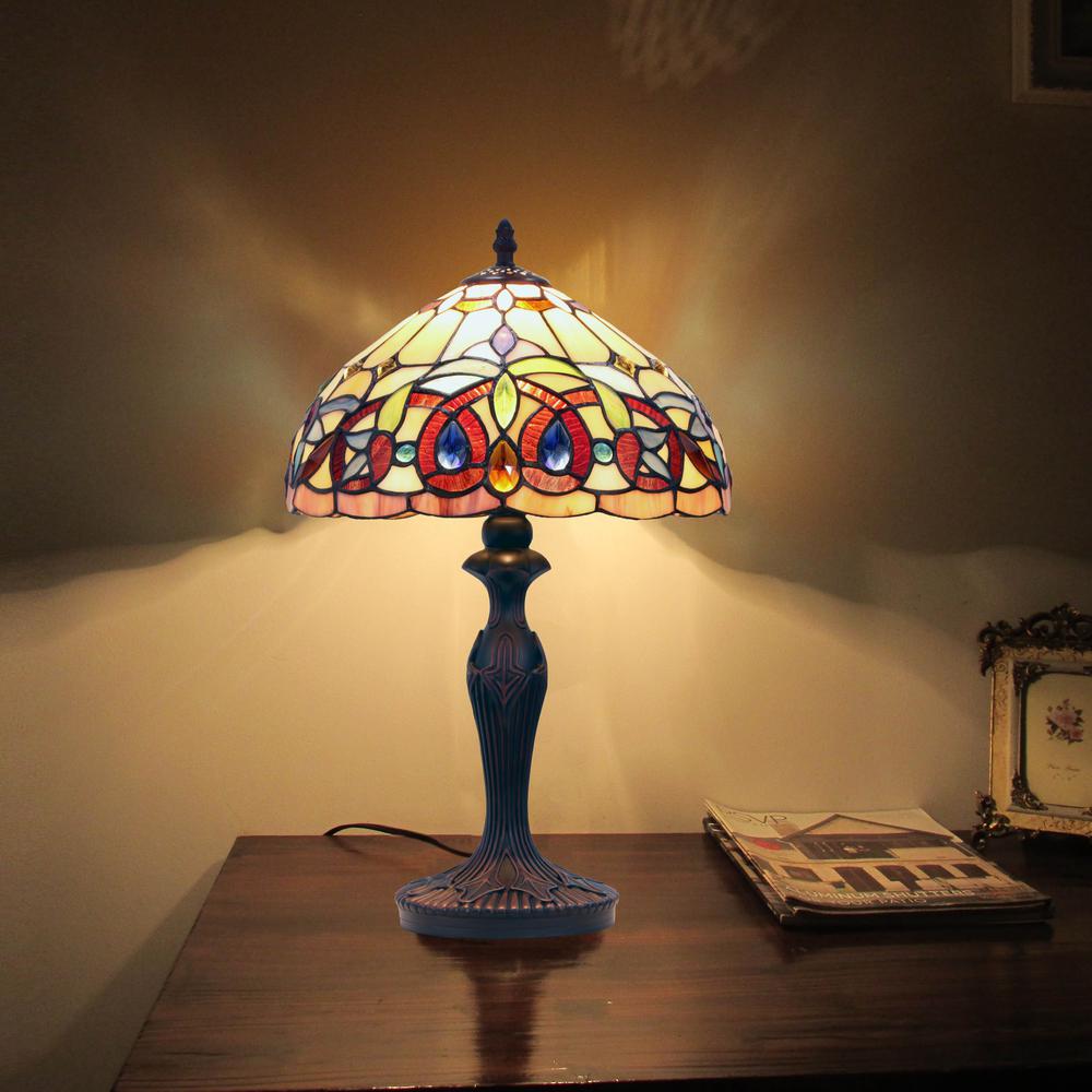 CHLOE Lighting SERENITY Tiffany-style Dark Bronze 1 Light Table Lamp 12" Shade. Picture 6