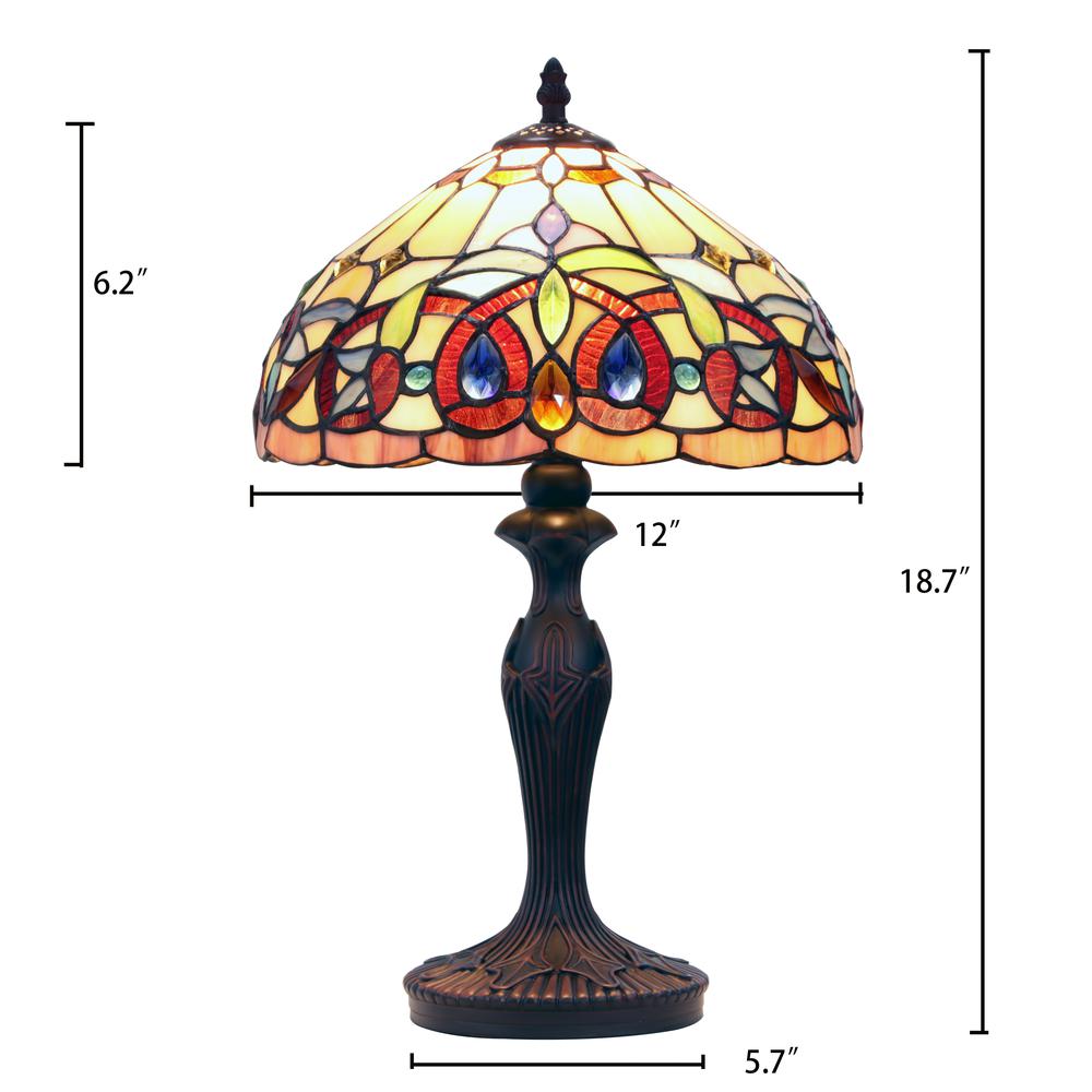 CHLOE Lighting SERENITY Tiffany-style Dark Bronze 1 Light Table Lamp 12" Shade. Picture 7