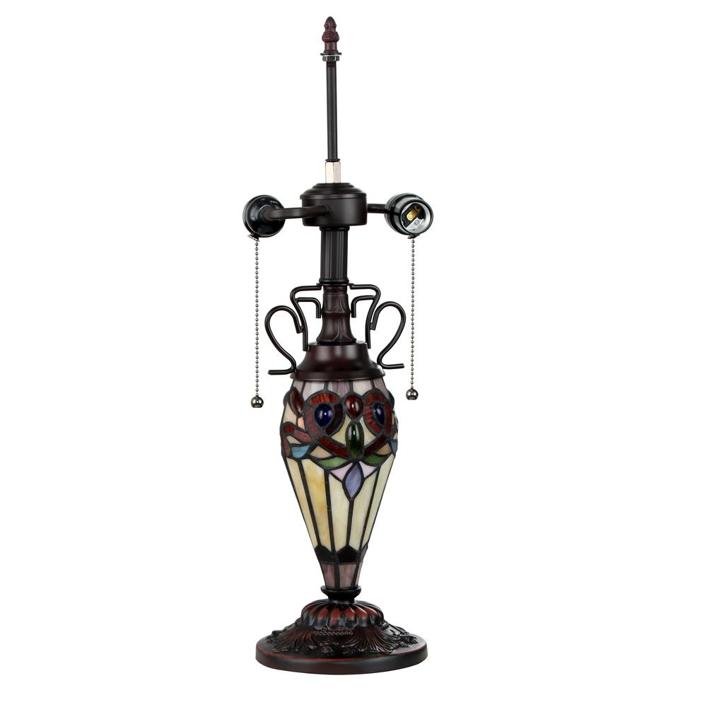 CHLOE Lighting SERENITY Tiffany-style Dark Bronze 3 Light Double Lit Table Lamp 16" Shade. Picture 4
