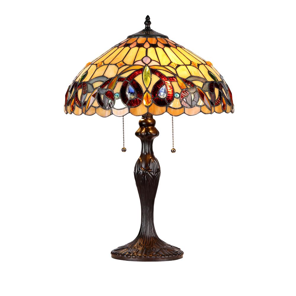 SERENITY Tiffany-style 2 Light Victorian Table Lamp 16" Shade. Picture 1