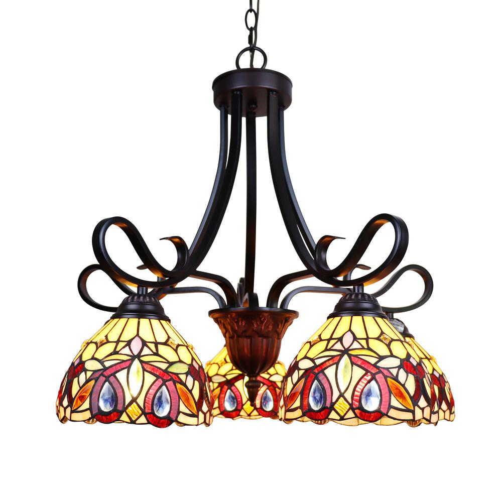 CHLOE Lighting SERENITY Victorian Tiffany-Style Dark Bronze 5 Light Large Chandelier 25" Wide. Picture 1