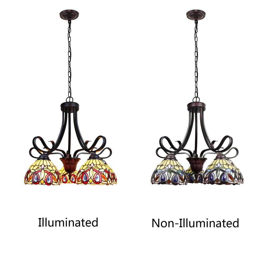 CHLOE Lighting SERENITY Victorian Tiffany-Style Dark Bronze 5 Light Large Chandelier 25" Wide. Picture 3