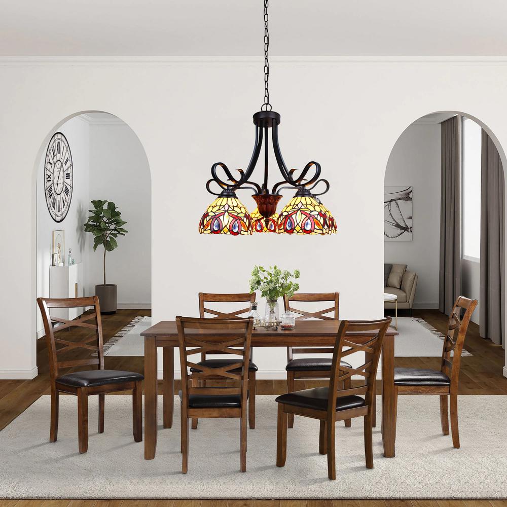 CHLOE Lighting SERENITY Victorian Tiffany-Style Dark Bronze 5 Light Large Chandelier 25" Wide. Picture 5