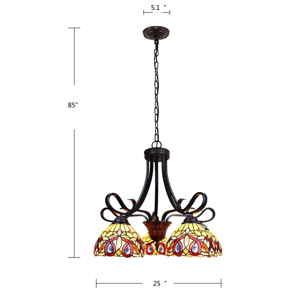 CHLOE Lighting SERENITY Victorian Tiffany-Style Dark Bronze 5 Light Large Chandelier 25" Wide. Picture 6
