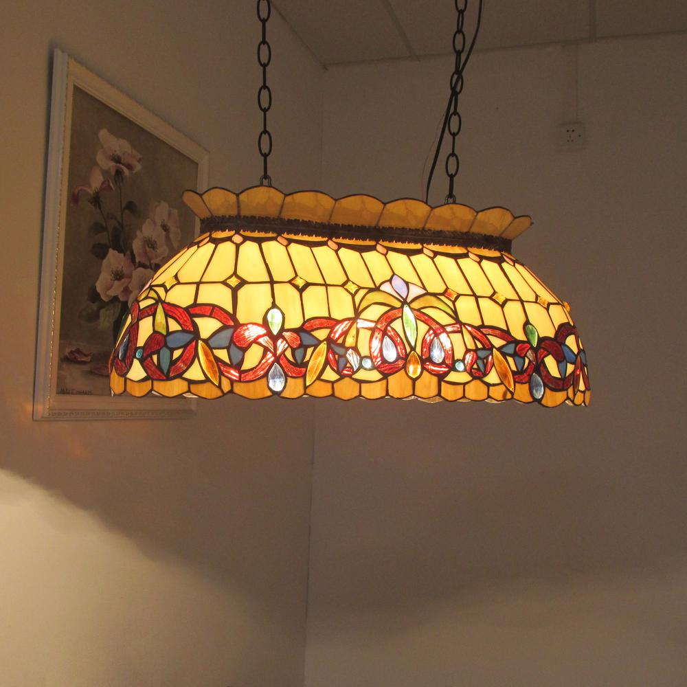 SERENITY Victorian 3 Light Dark Bronze Island Pendant 28" Wide. Picture 2