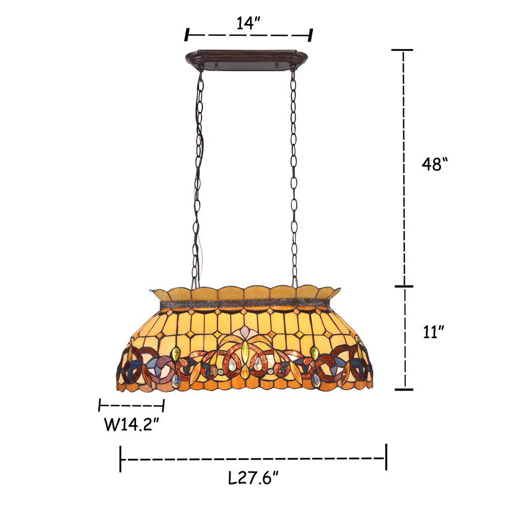 SERENITY Victorian 3 Light Dark Bronze Island Pendant 28" Wide. Picture 1