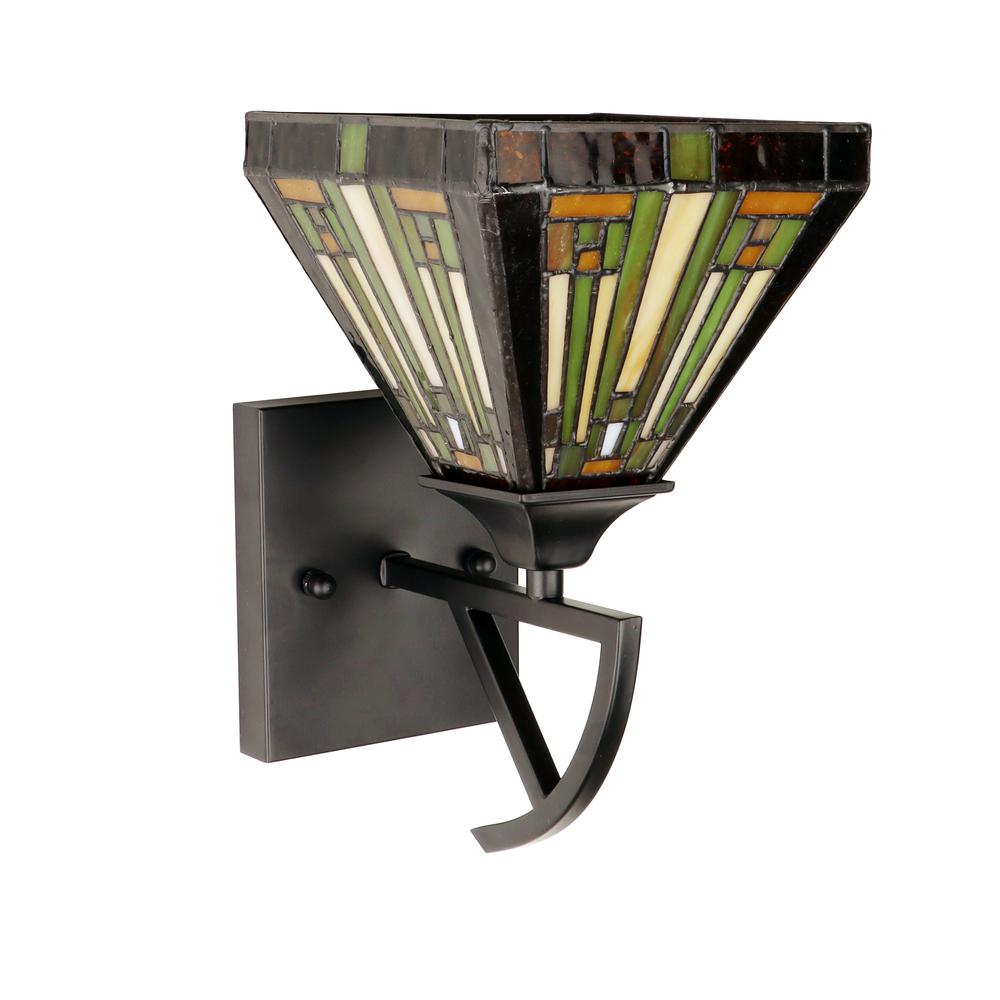 INNES Mission-Style 1-Light Blackish Bronze Finish Wall Sconce 6" Shade. Picture 5