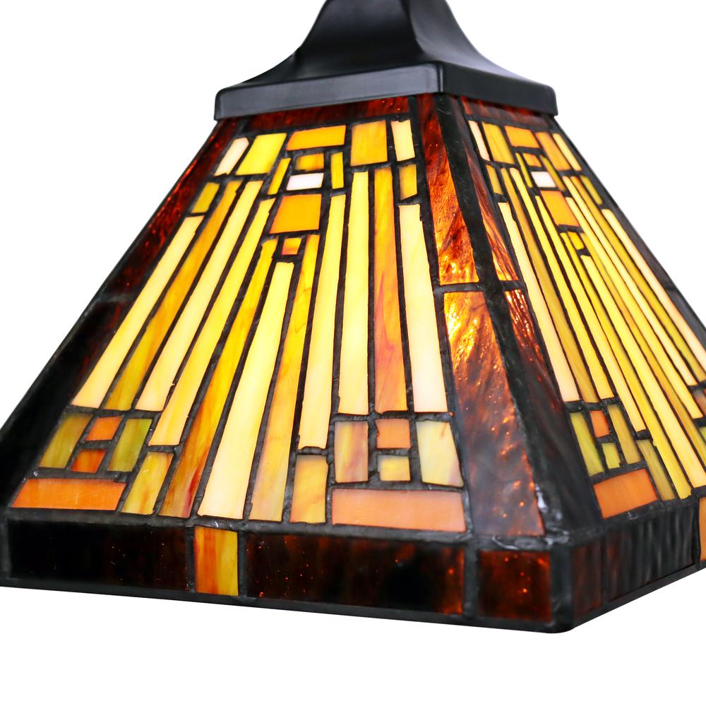 CHLOE Lighting INNES Mission Tiffany-Style Blackish Bronze 1 Light Mini Pendant 8" Wide. Picture 3