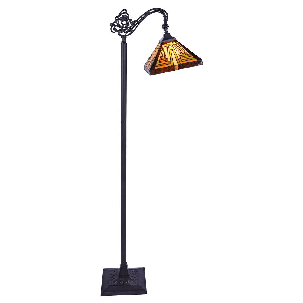 INNES Tiffany-style 1 Light Reading Floor Lamp 11" Wide. Picture 1
