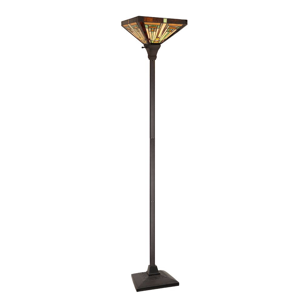 FIRMAN Tiffany-Style 1-Light Torchiere Floor Lamp 12" Shade. Picture 2