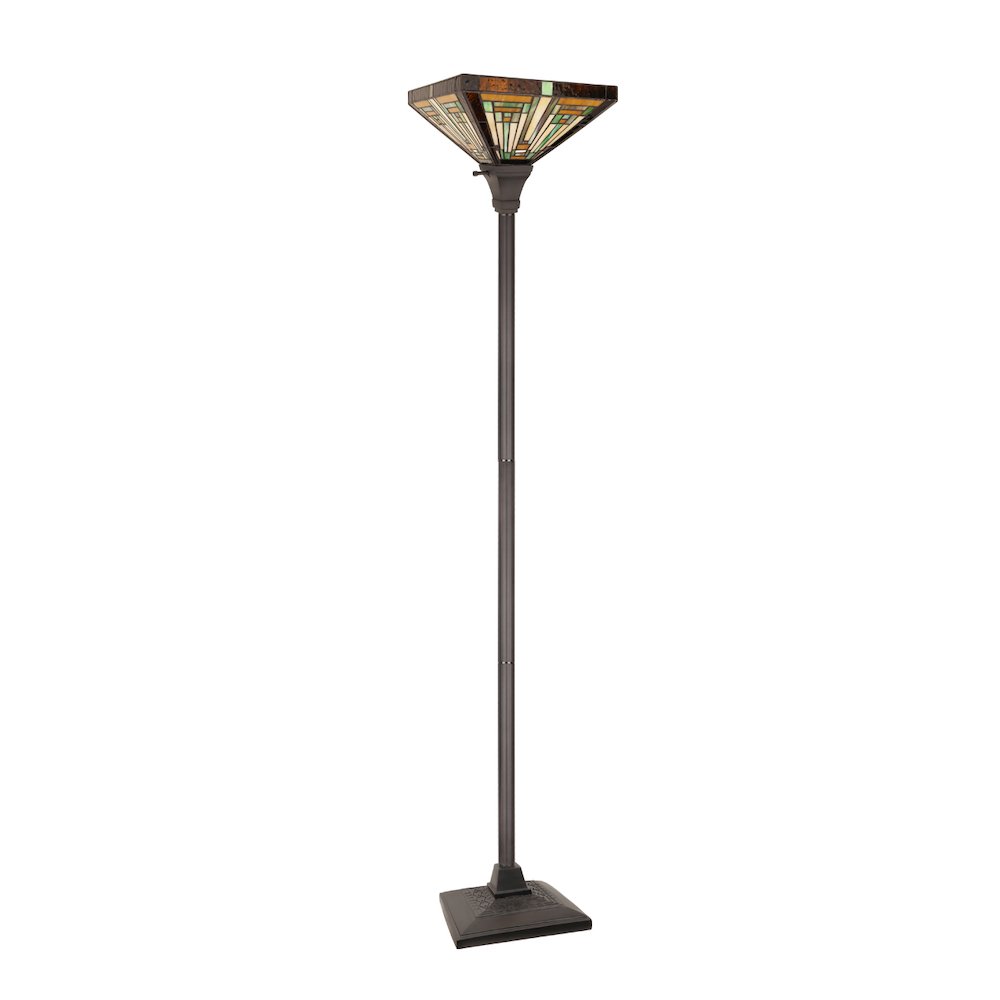 FIRMAN Tiffany-Style 1-Light Torchiere Floor Lamp 12" Shade. Picture 1