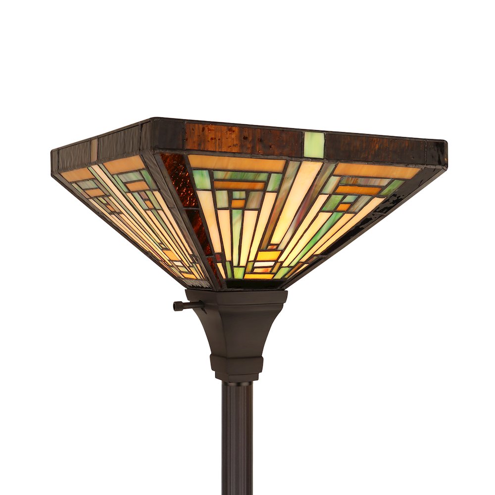 FIRMAN Tiffany-Style 1-Light Torchiere Floor Lamp 12" Shade. Picture 3
