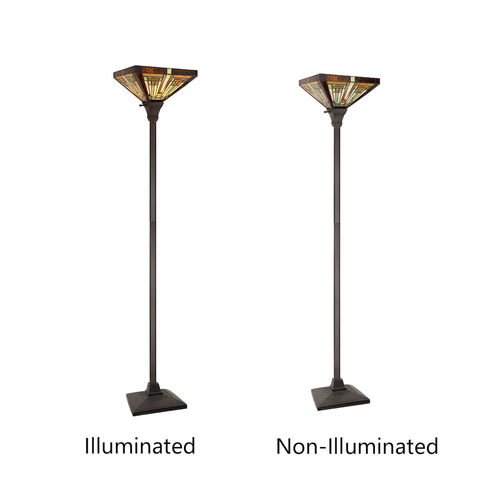 FIRMAN Tiffany-Style 1-Light Torchiere Floor Lamp 12" Shade. Picture 7