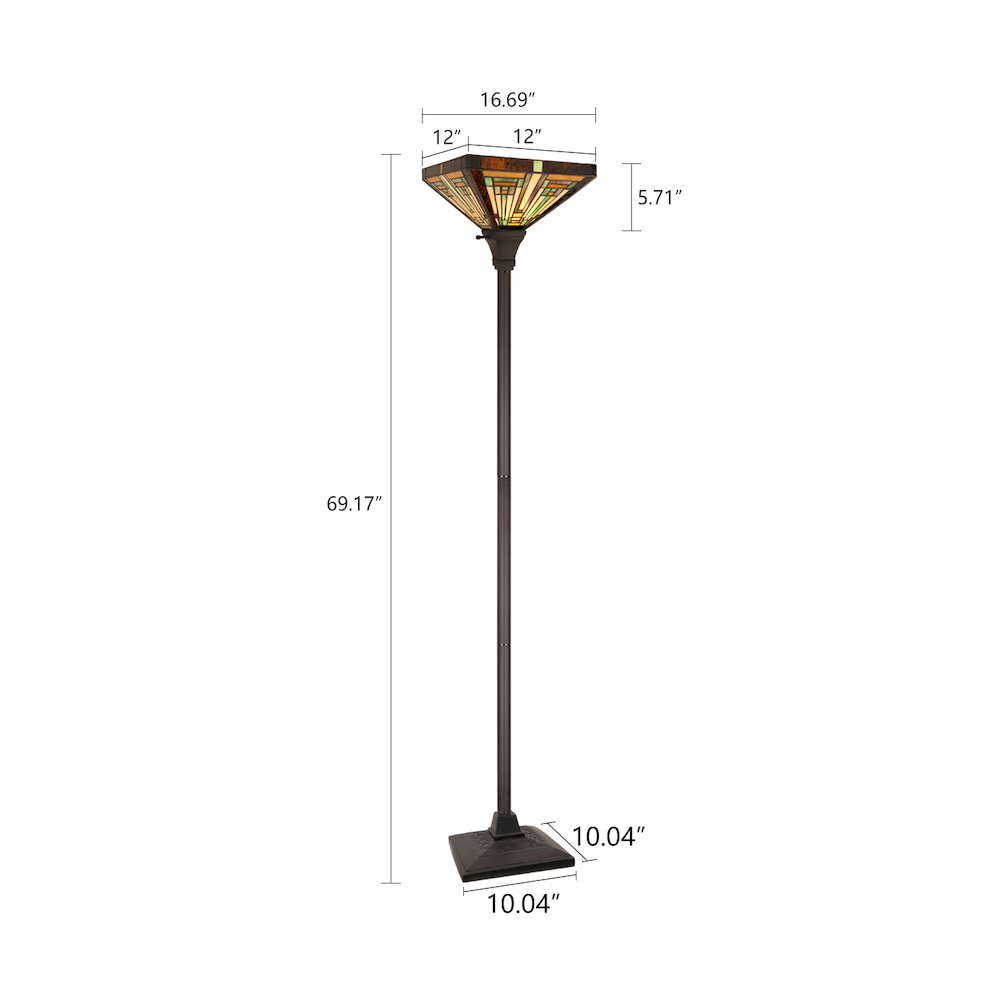 FIRMAN Tiffany-Style 1-Light Torchiere Floor Lamp 12" Shade. Picture 9
