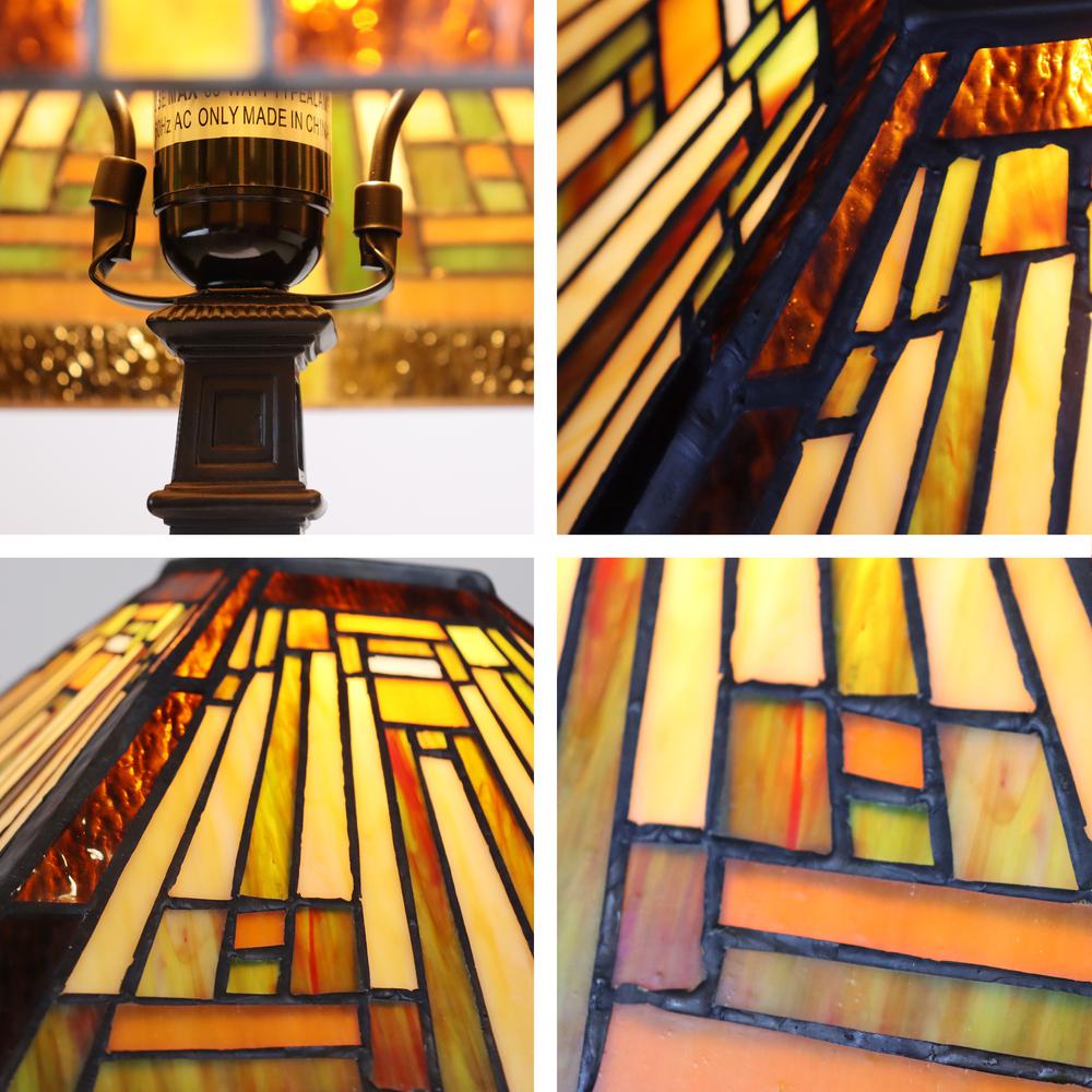 CHLOE Lighting INNES Mission Tiffany-Style Blackish Bronze 1 Light Table Lamp 12" Wide. Picture 4