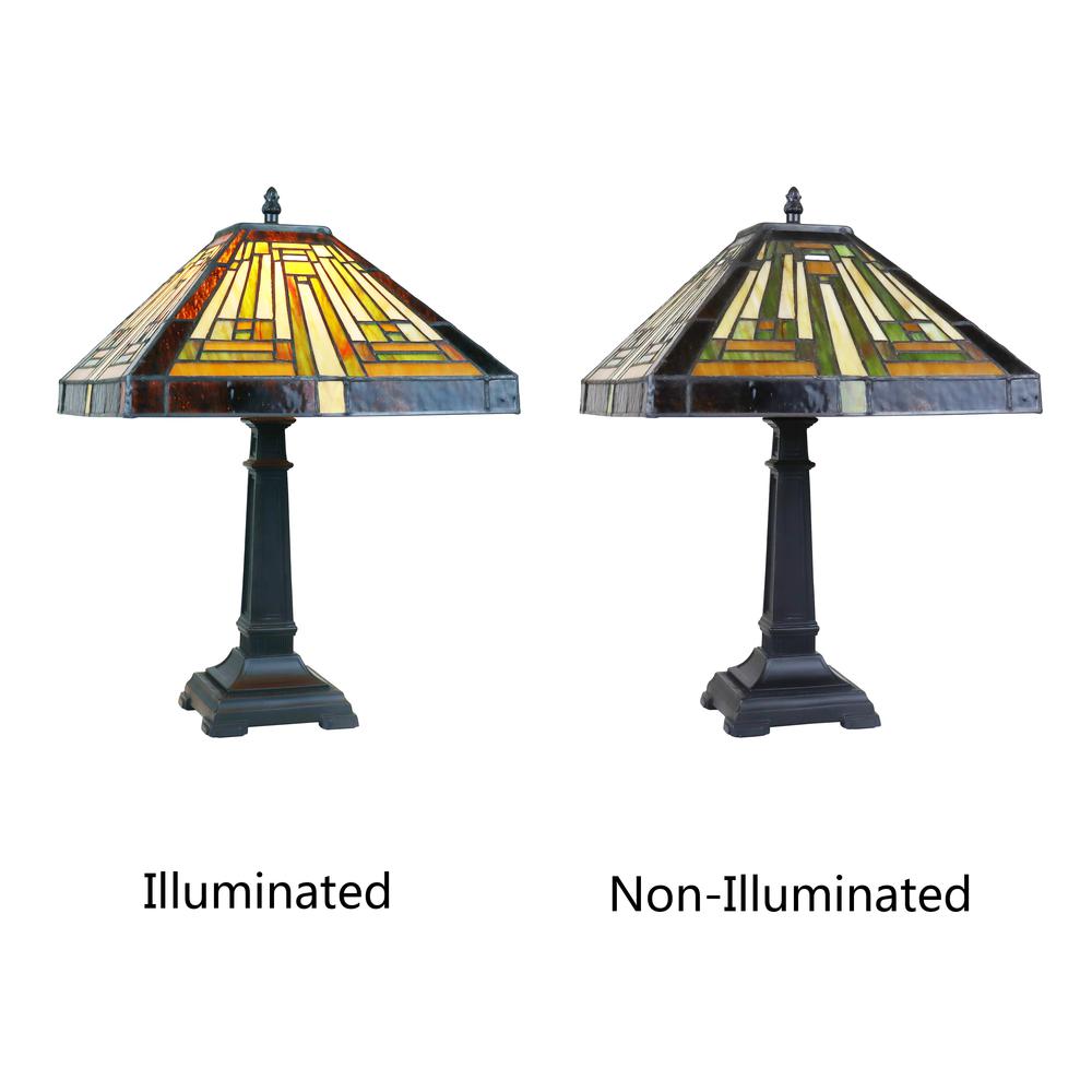 CHLOE Lighting INNES Mission Tiffany-Style Blackish Bronze 1 Light Table Lamp 12" Wide. Picture 5