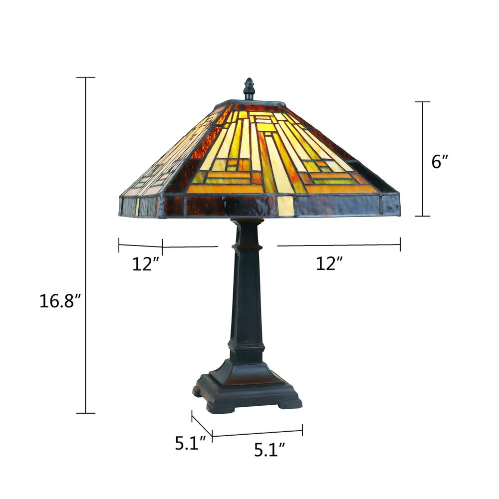 CHLOE Lighting INNES Mission Tiffany-Style Blackish Bronze 1 Light Table Lamp 12" Wide. Picture 8