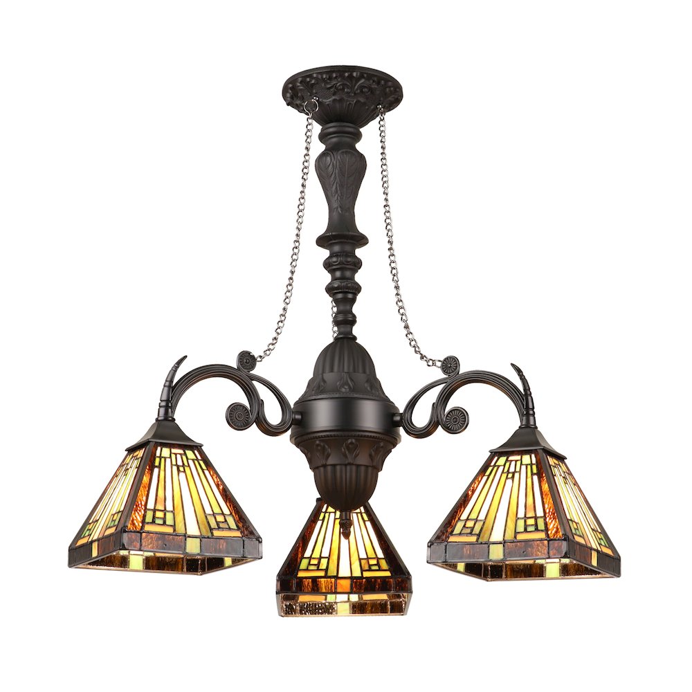 INNES Tiffany-Style 3-Light Mini Chandelier 24" Wide. Picture 3