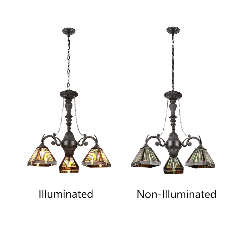 INNES Tiffany-Style 3-Light Mini Chandelier 24" Wide. Picture 7