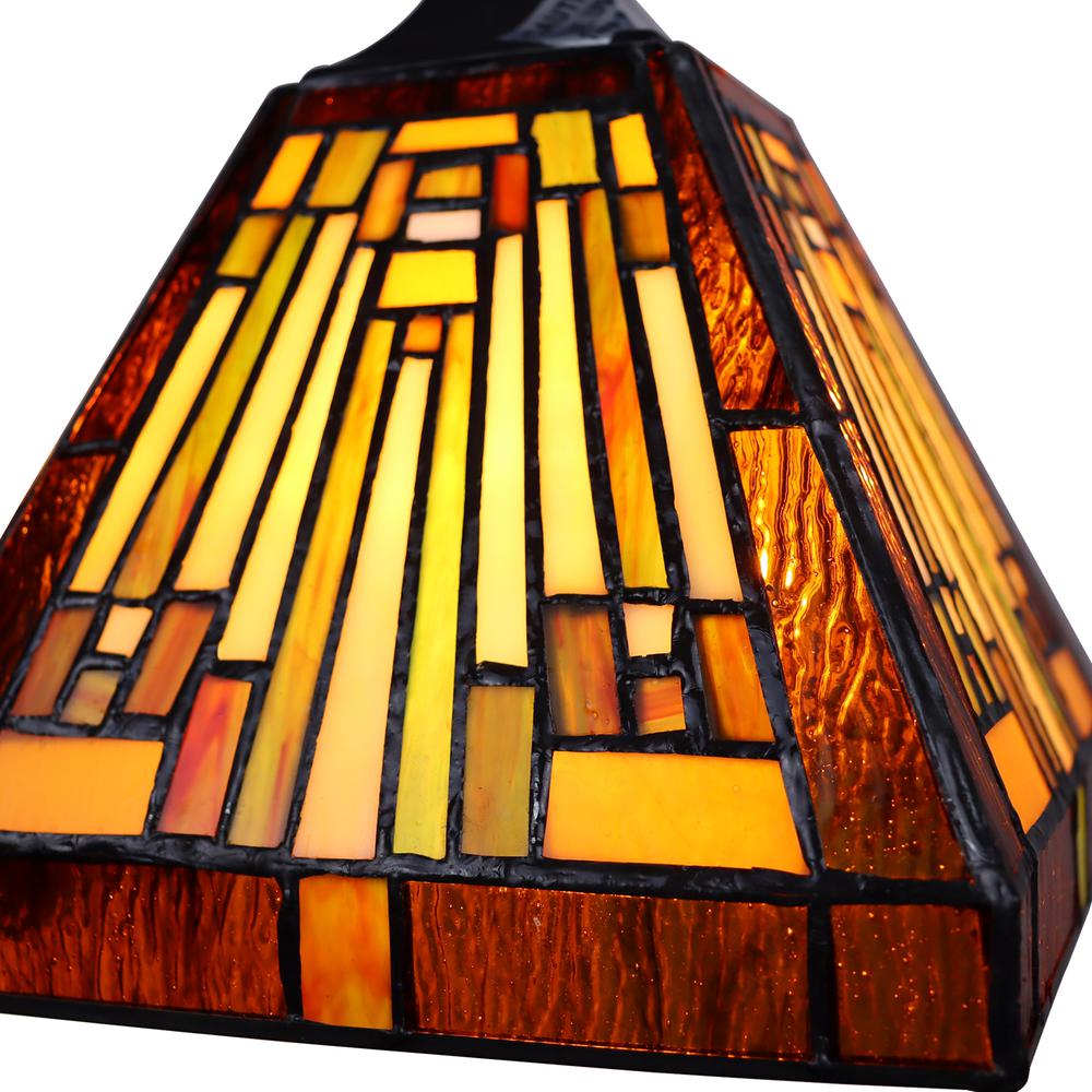 CHLOE Lighting INNES Mission Tiffany-Style Blackish Bronze 3 Light Mini Chandelier 27" Wide. Picture 3