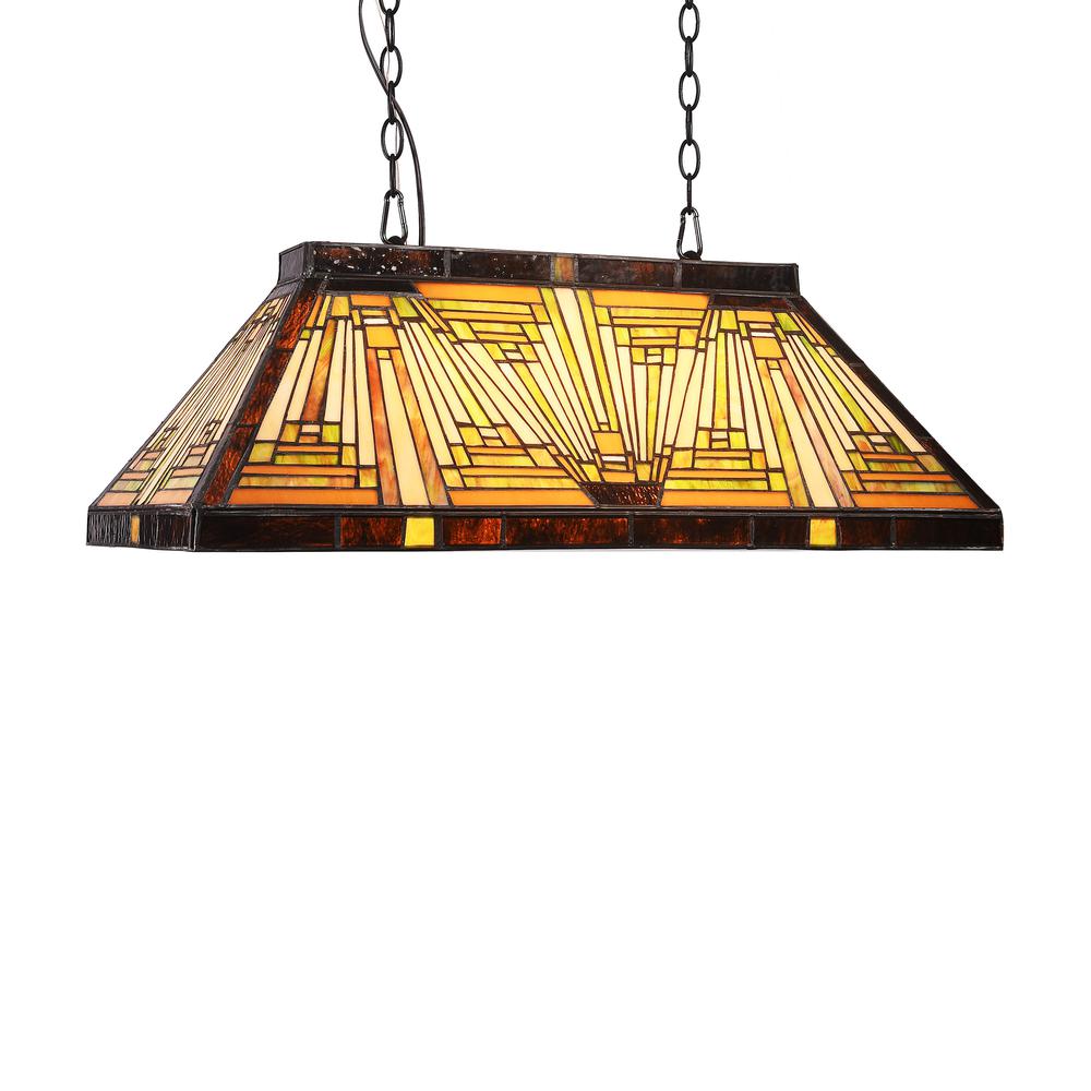 INNES Mission 3 Light Blackish Bronze Island Pendant 28" Wide. Picture 5