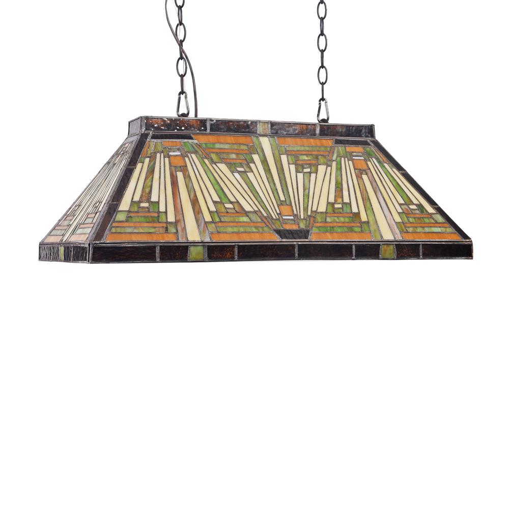 INNES Mission 3 Light Blackish Bronze Island Pendant 28" Wide. Picture 4