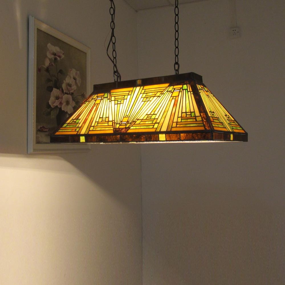 INNES Mission 3 Light Blackish Bronze Island Pendant 28" Wide. Picture 3