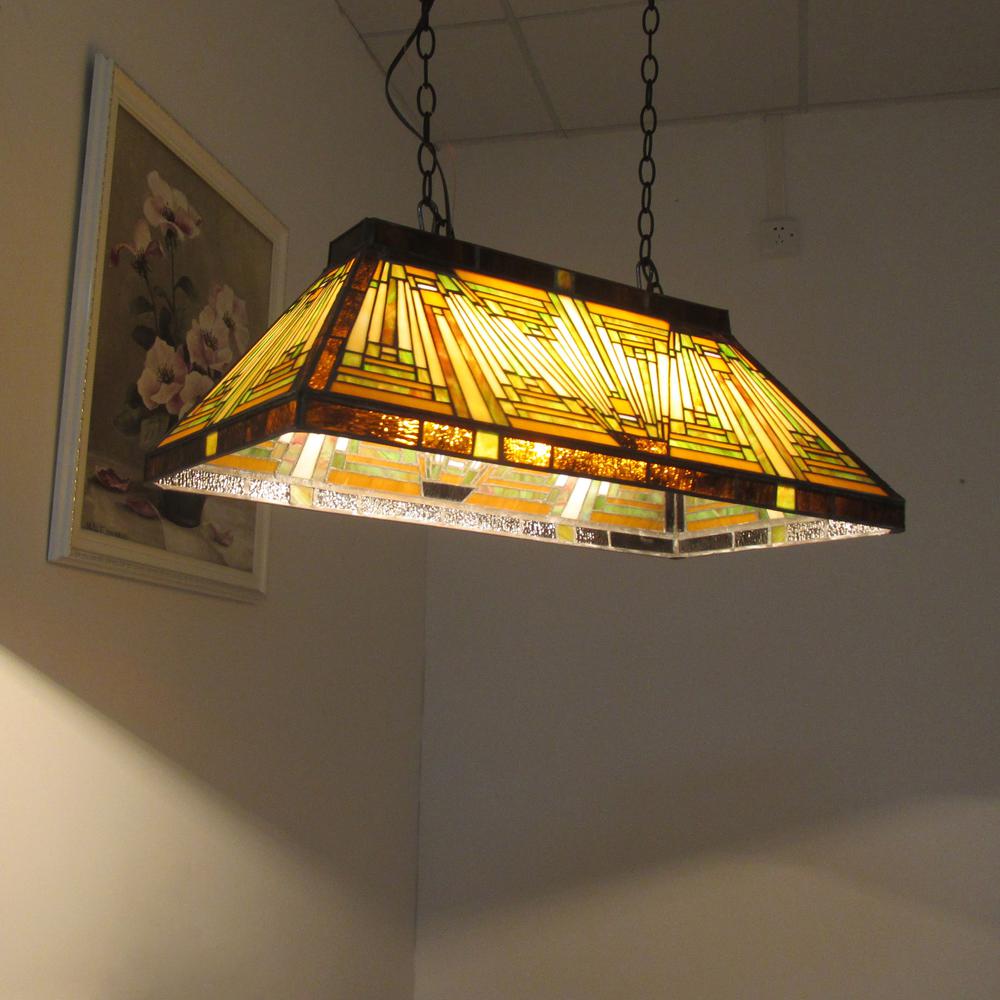 INNES Mission 3 Light Blackish Bronze Island Pendant 28" Wide. Picture 2