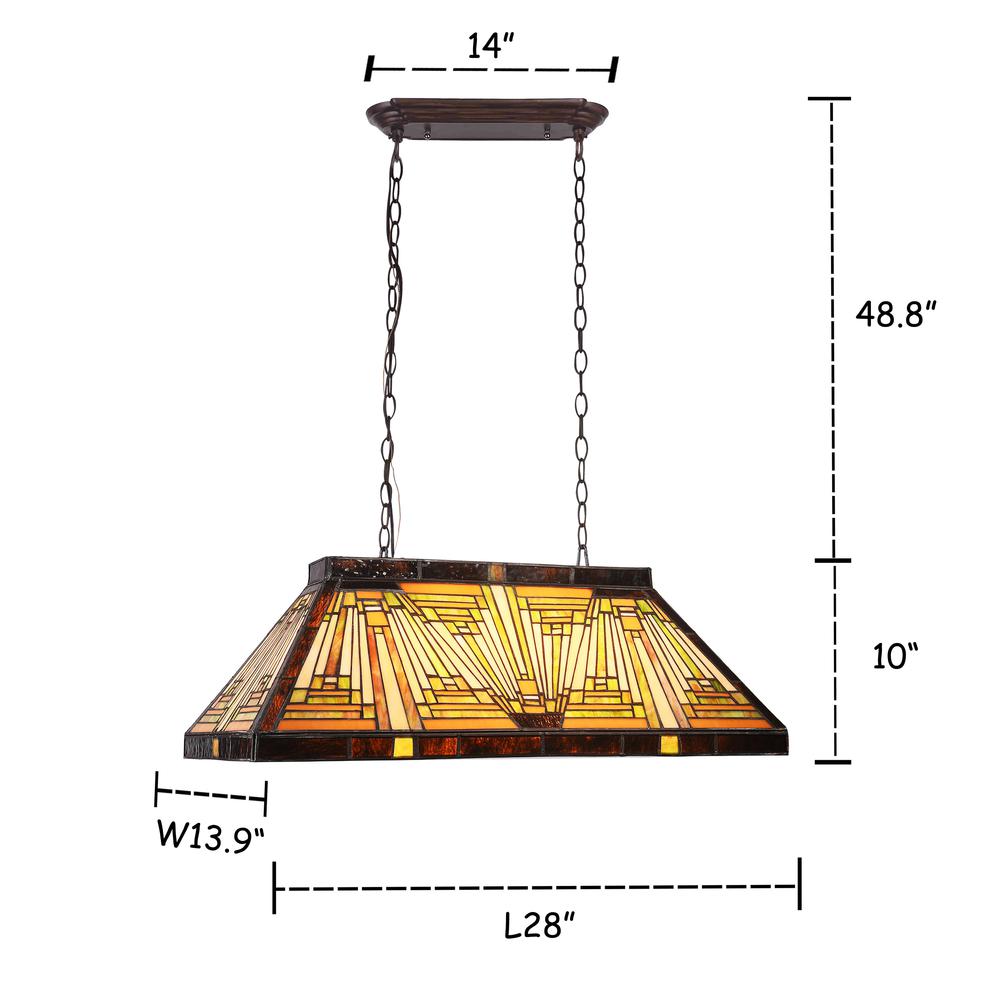 INNES Mission 3 Light Blackish Bronze Island Pendant 28" Wide. Picture 1