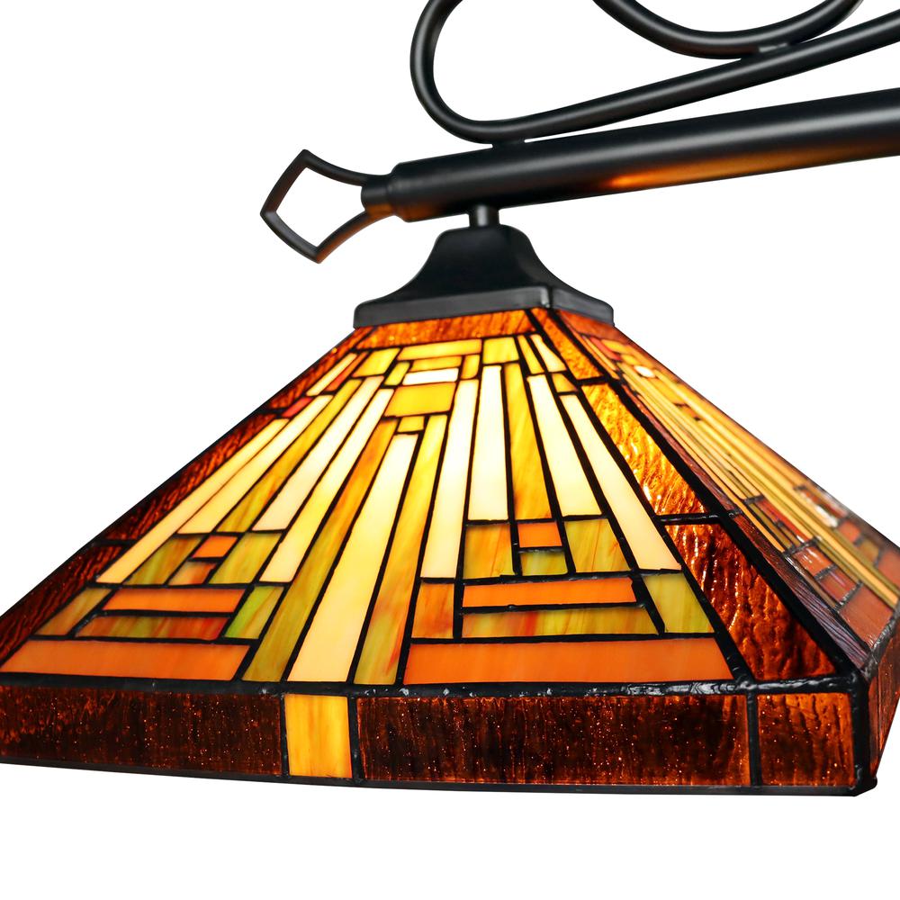 CHLOE Lighting INNES Mission Tiffany-Style Blackish Bronze 3 Light Island Pendant 47 " Wide. Picture 3