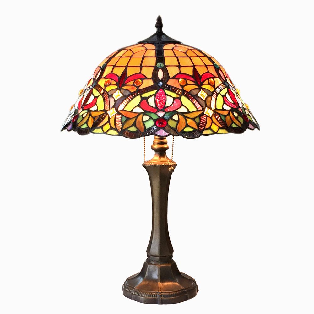 BERTRAM Tiffany-style 2 Light Victorian Table Lamp 18" Shade. Picture 1