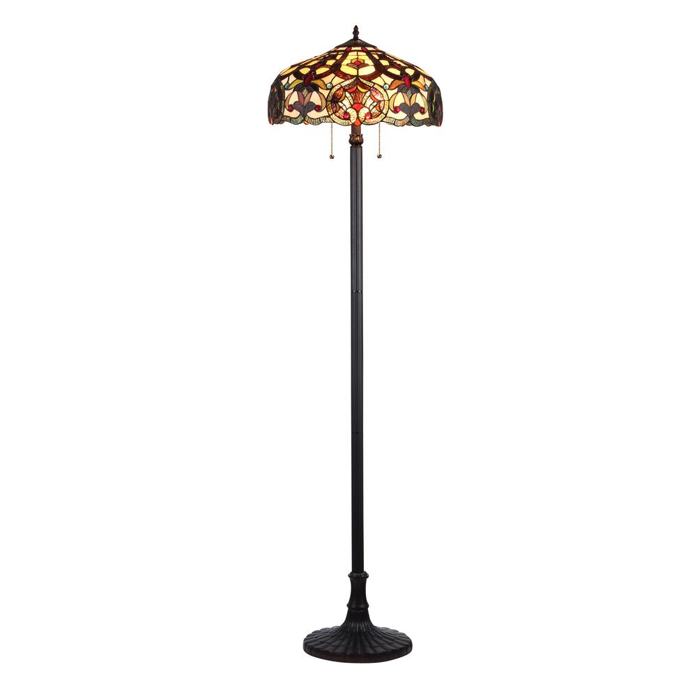 SADIE Tiffany-style 2 Light Victorian Floor Lamp 18" Shade. Picture 1