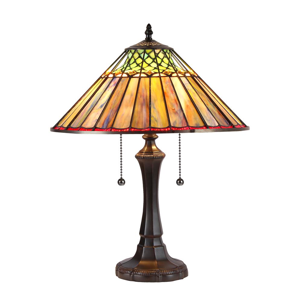 GRACE Tiffany-style 2 Light Geometric Table Lamp 16" Shade. Picture 1