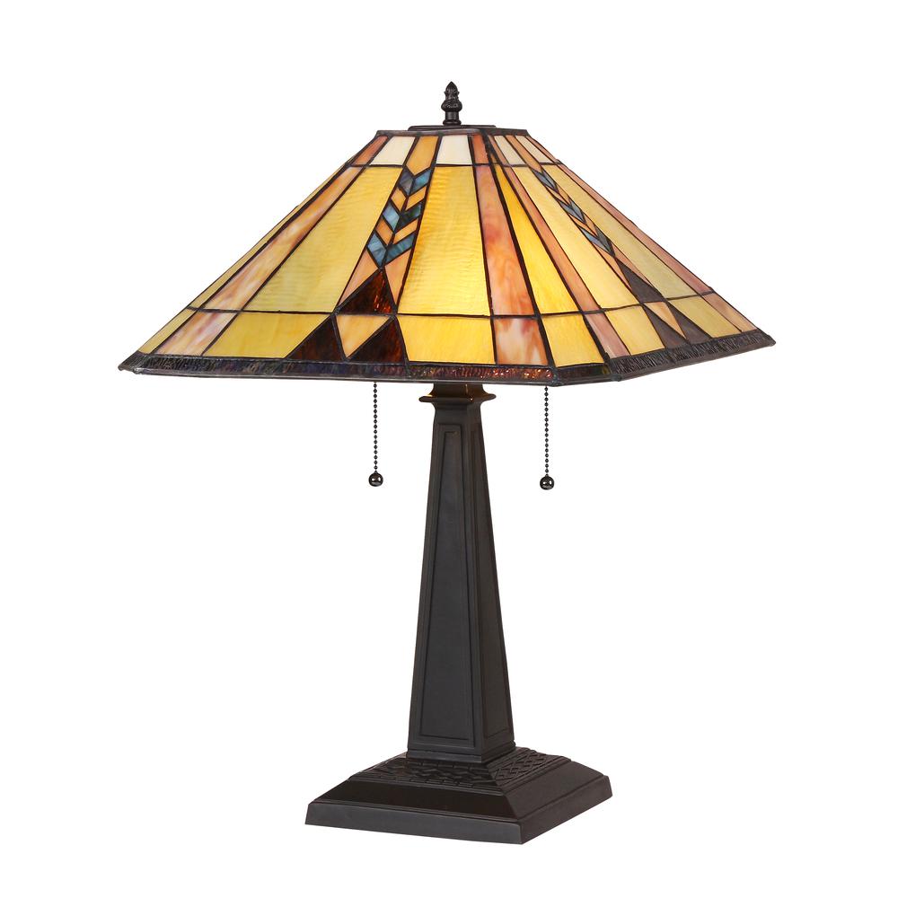KENT Tiffany-style 2 Light Mission Table Lamp 16" Shade. Picture 1