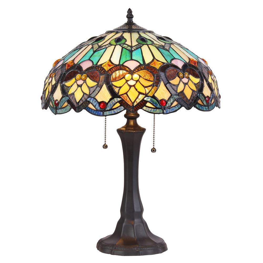 KENDALL Tiffany-style 2 Light Victorian Table Lamp 16" Shade. Picture 1