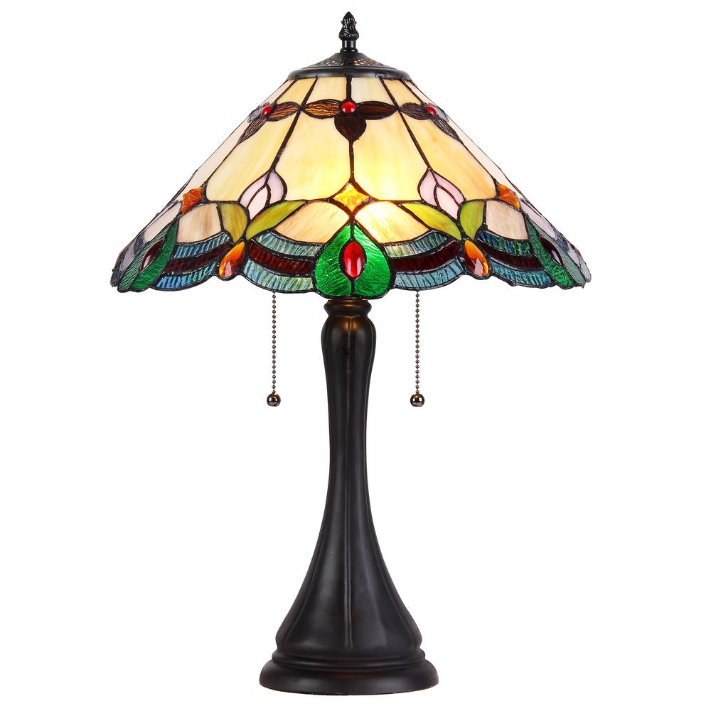 JORGIE Tiffany-style 2 Light Table Lamp 16" Shade. Picture 1