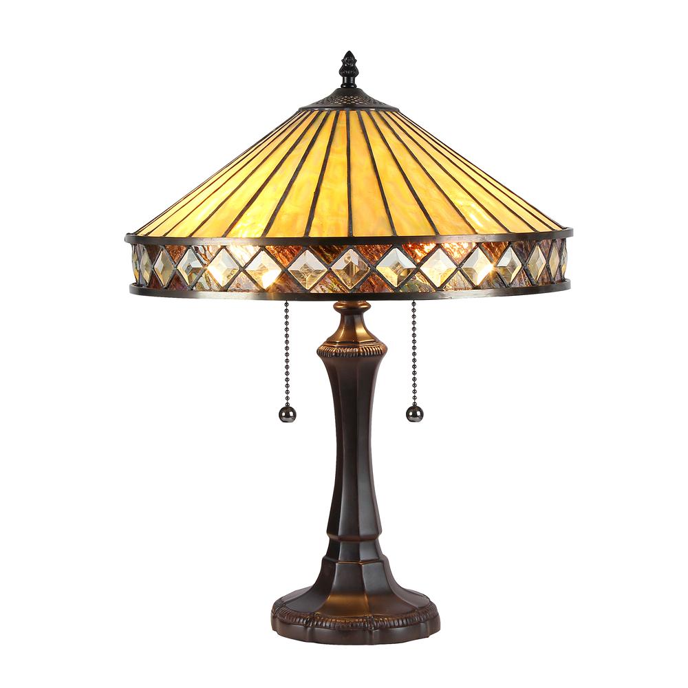INGRID Tiffany-style 2 Light Mission Table Lamp 16" Shade. Picture 1