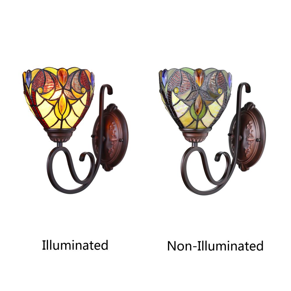 CHLOE Lighting ADIA Victorian Tiffany-Syle Dark Bronze 1 Light Wall Sconce 6" Wide. Picture 3